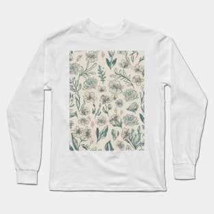 Floral Pattern Hand Drawn Sketch: Sketchy Bloom Bouquet Long Sleeve T-Shirt